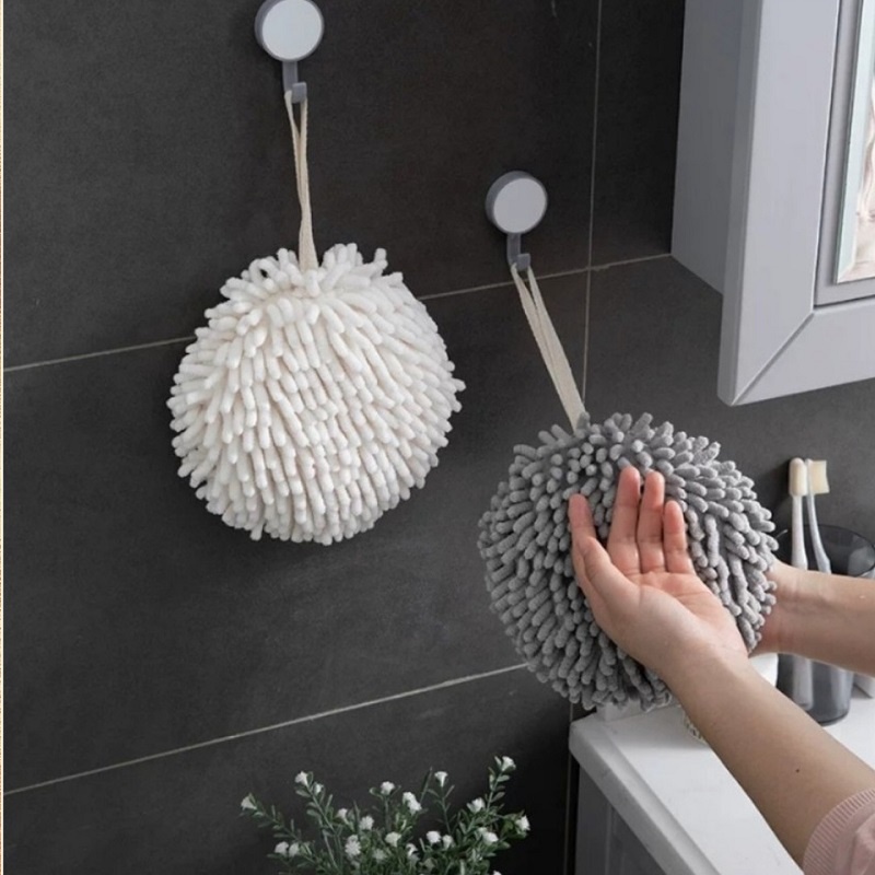 Khăn Lau Tay Nhà Bếp Thấm Hút Tốt Nhanh Khô Tiện Dụng Hình Bông Tròn - Tặng 1 Móc Dán Tường