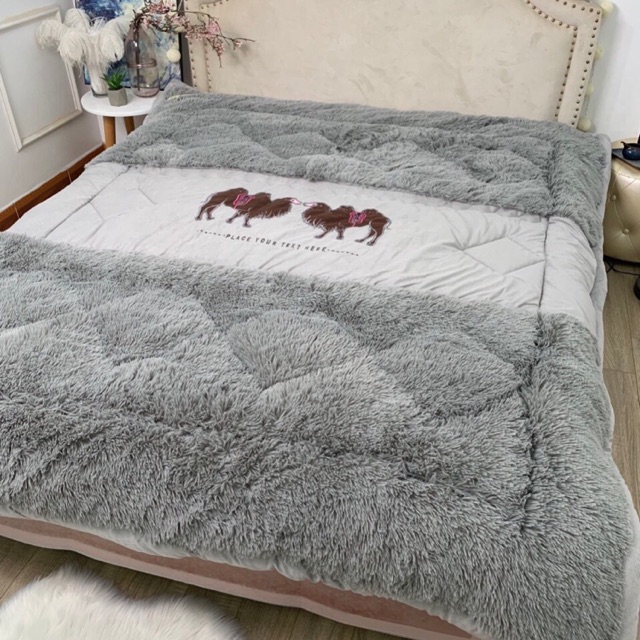Chăn lạc đà 4.2 cân - có hai màu xám và đỏ