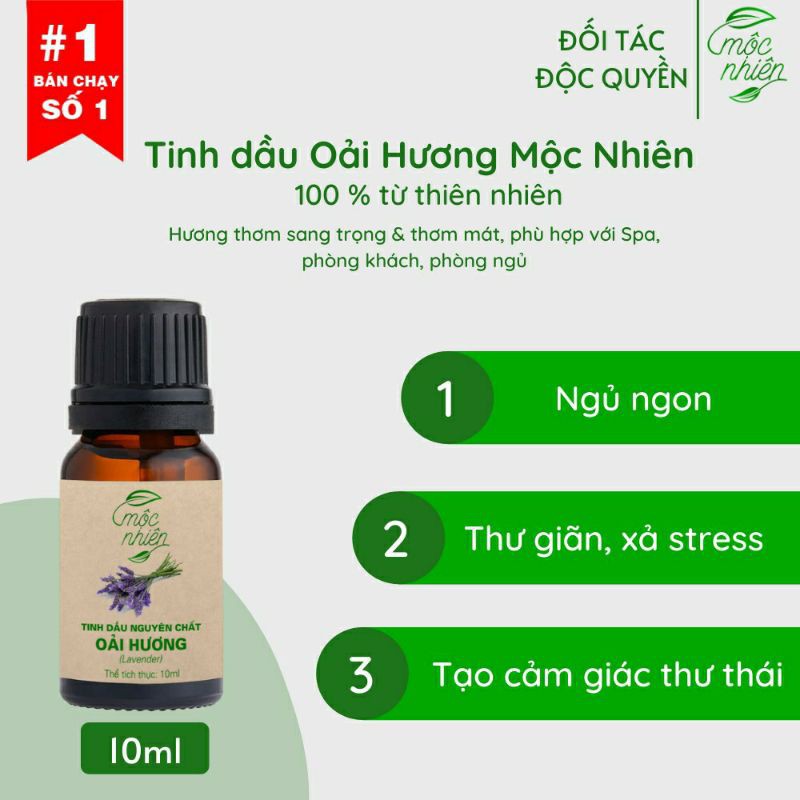 Tinh dầu oải hương nguyên chất Mộc Nhiên chai 10ml. Tinh dầu lavender chính hãng