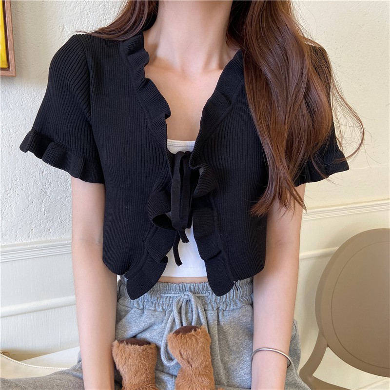 [Mã FATHANG5 giảm 10K đơn 50K] [SẴN] Áo croptop khoác len nữ Ulzzang Quảng Châu ALC60