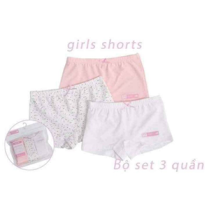 set 3 quần chip bé gái cao cấp ❤ FREESHIP ❤ 100% cotton organic. Set 3 màu ngẫu nhiên. chất cotton đẹp