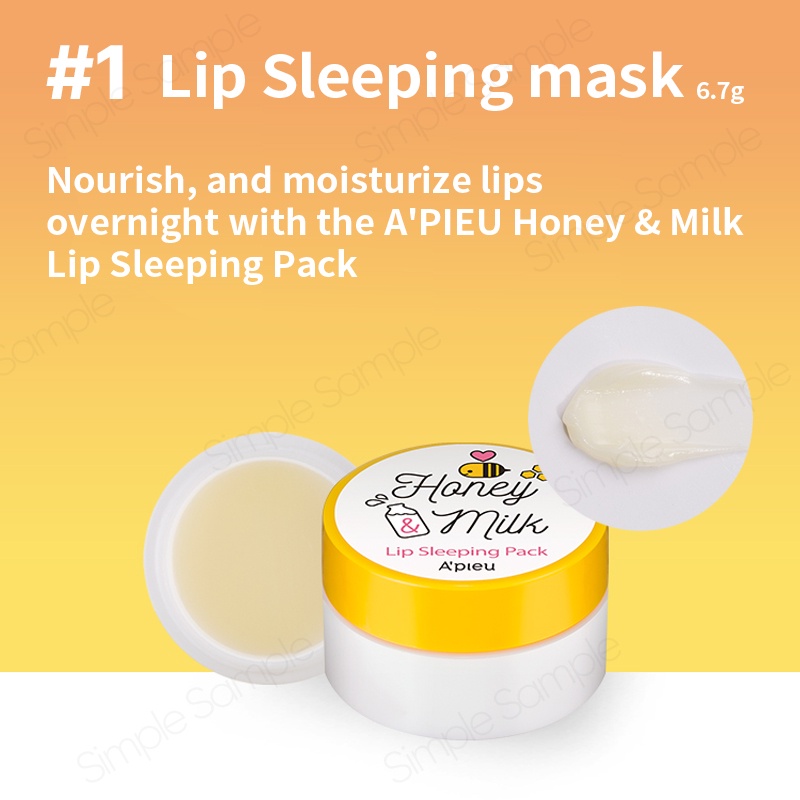 A'PIEU Apieu Honey & Milk  Lip Sleeping Pack 6.7g Lip Oil 5g Lip Balm 3.3g Lip Scrub 8ml