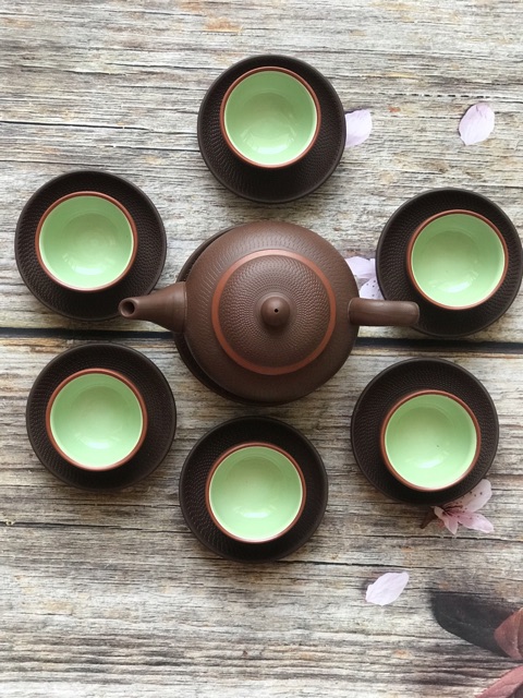 BỘ ẤM TRÀ GANH NÂU TỬ SA BÁT TRÀNG