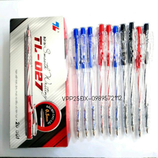 Bút bi thiên long TL027-0.5mm tiêu chuẩn, ruột bút bi TL 027 hàng chính hãng giá tốt