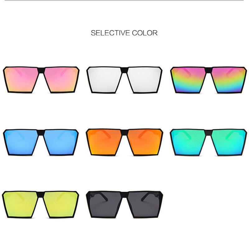 Kính mát cỡ lớn tròng vuông nhiều màu sắc