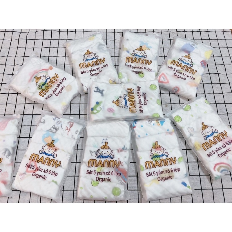 Sét 5 yếm xô oganic Manny siêu mềm đẹp