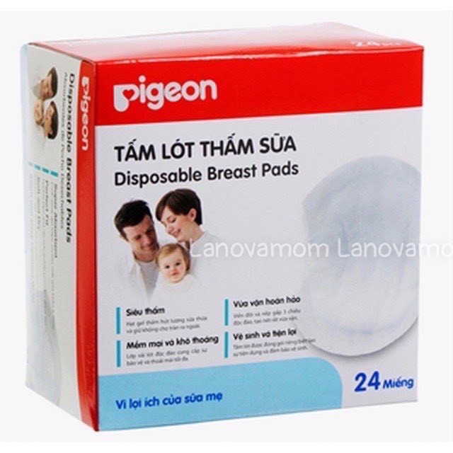 Miếng lót THẤM SỮA PIGEON Việt Nam - miếng lót thấm sữa dùng 1 lần Việt (hộp 24 miếng)