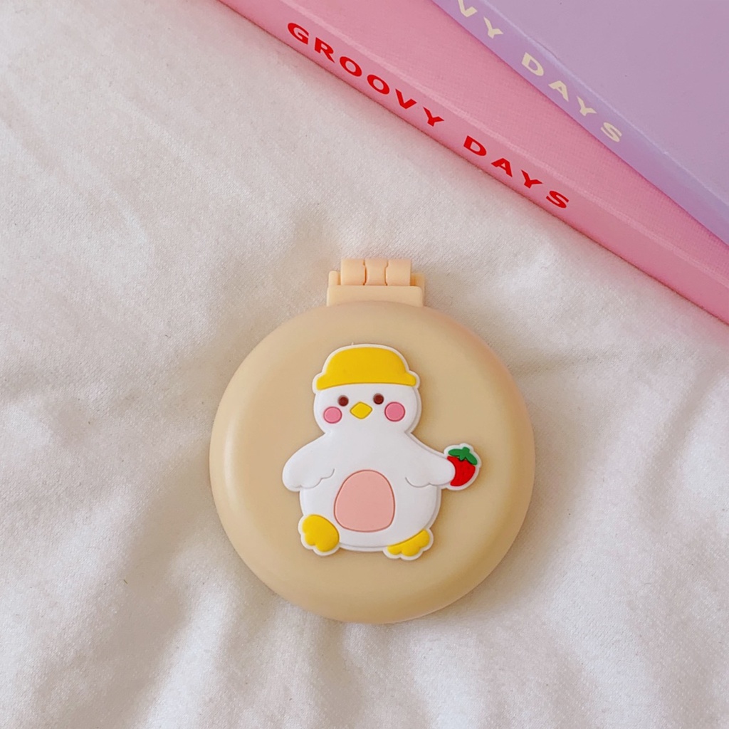 Dễ Thương Lược Chải Tóc Mini Chống Tĩnh Điện Có Túi Khí Mát Xa Da Đầu Kèm Gương Soi Tiện Lợi