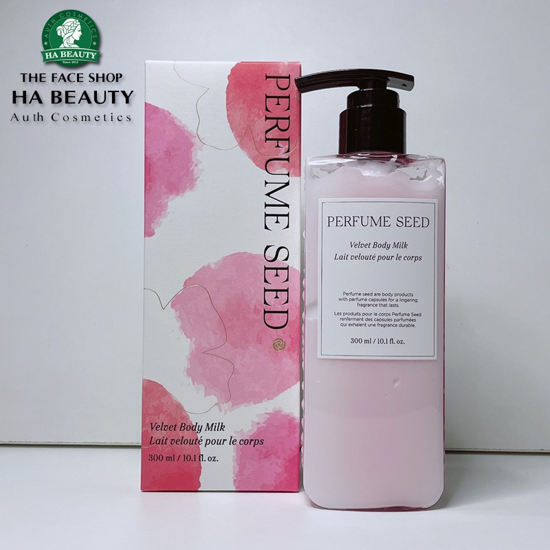 Sữa dưỡng thể dưỡng ẩm tốt trắng da thơm lâu hương nước hoa hồng The Face Shop Perfume Seed Velvet Body Milk 300ml