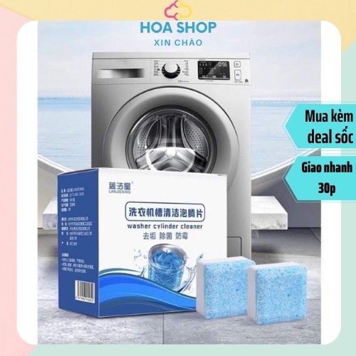Hộp 12 Viên Tẩy Vệ Sinh Lồng Máy Giặt, Sủi sạch vi khuẩn, Tẩy Sạch Cặn Bẩn Lồng Giặt