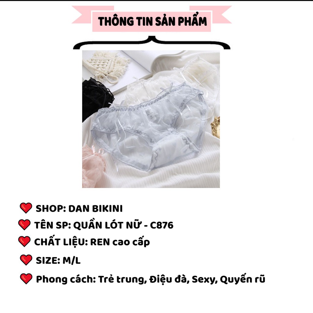 Quần Lót Nữ ❤️FREESHIP❤️ Quần Lót Ren Sexy trái tim cao cấp đính nơ nhỏ gợi cảm quyến rũ mã C876 | BigBuy360 - bigbuy360.vn