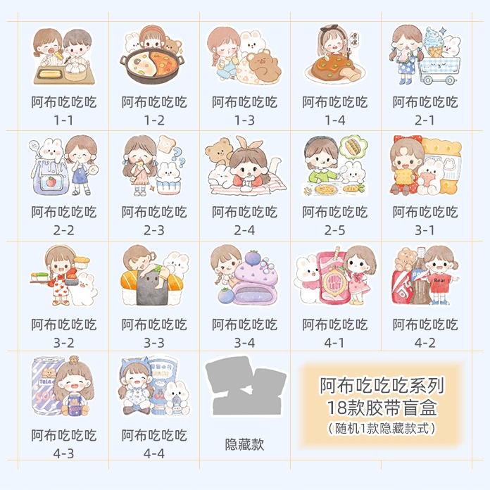 Peach cartoon figure  blind box washi tape stricker Diary Scarpbooking DIY Decoration Washi Tape