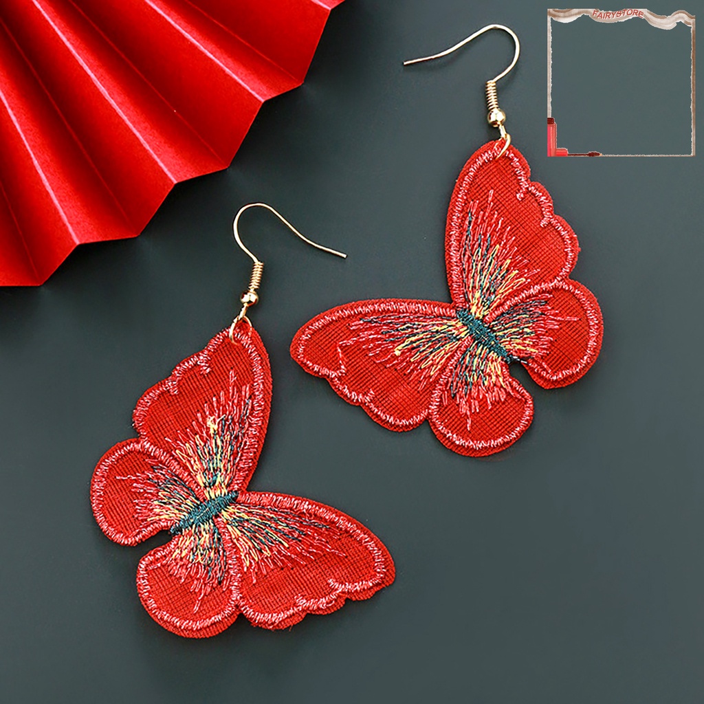 Bông Tai Tua Rua Dáng Dài Màu Đỏ Thời Trang Sang Trọng Cho Nữ