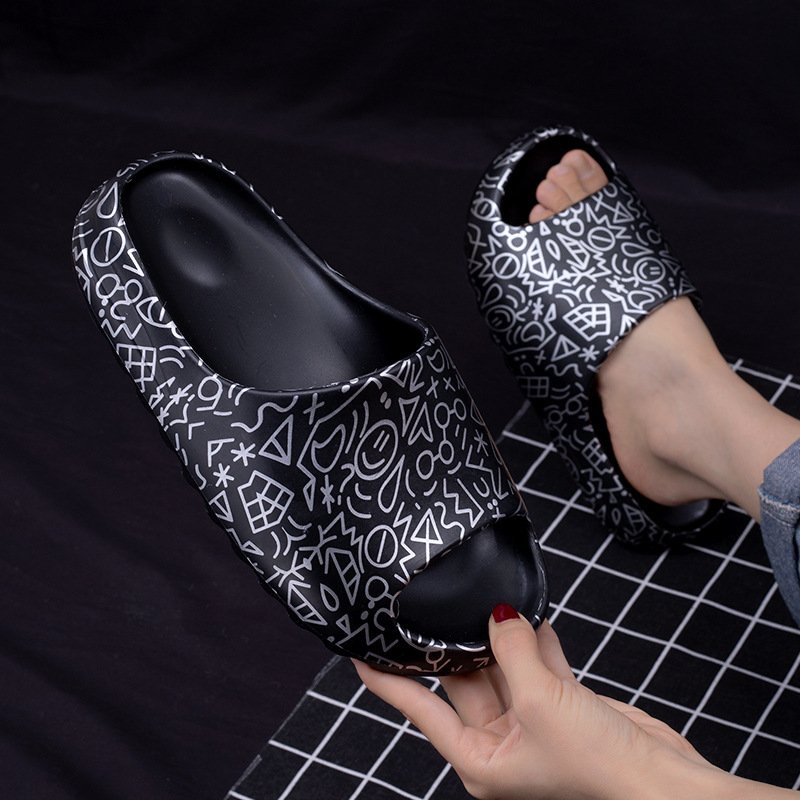 Dép quai ngang nữ, dép văn phòng - họa tiết dễ thương, đế bánh mì trendy