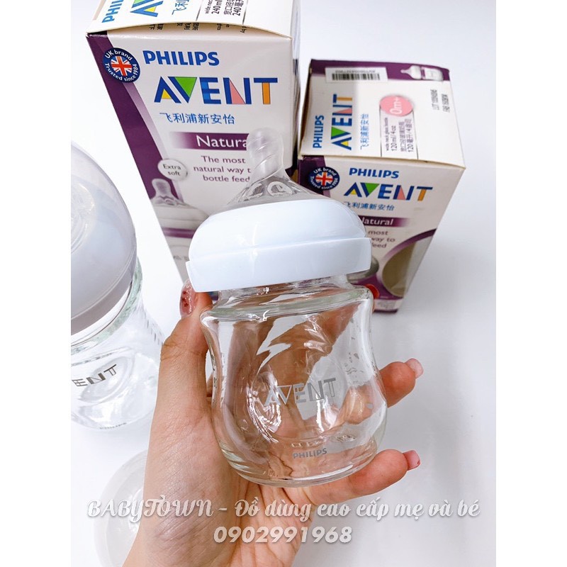 Bình sữa thủy tinh Philips Avent Natural mô phỏng tự nhiên 120ml/240ml