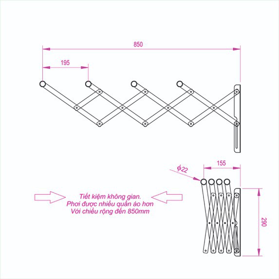 Giá phơi đồ inox thông minh - Giá Phơi Đồ Inox Co Giãn 1m-1m2 và1m5