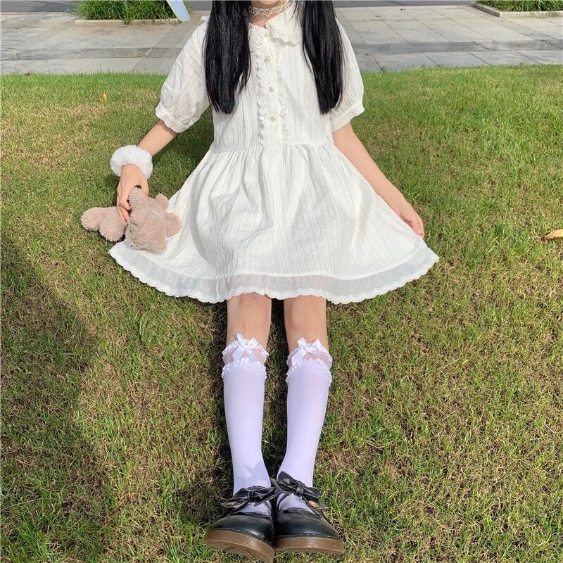 Đầm Chữ A Tay Phồng Cổ Búp Bê Dáng Rộng Dễ Thương Thời Trang Mùa Hè Cho Bạn Gái