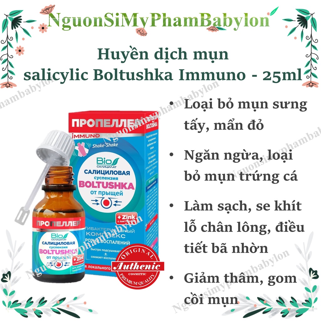 Huyền dịch hổ trợ mụn cấp tốc Nga Salicylic BOLTUSHKA