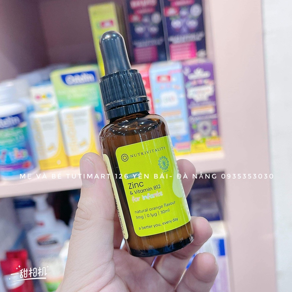 Kẽm giọt + Vitamin B12 Giảm biếng ăn, quấy khóc Nutrivitality Nội địa Anh 30ml
