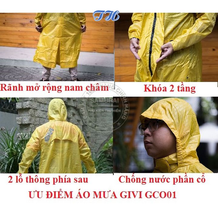 Áo mưa givi GCO01 G-COAT RAINCOAT chống thấm nước cực tốt hàng chính hãng