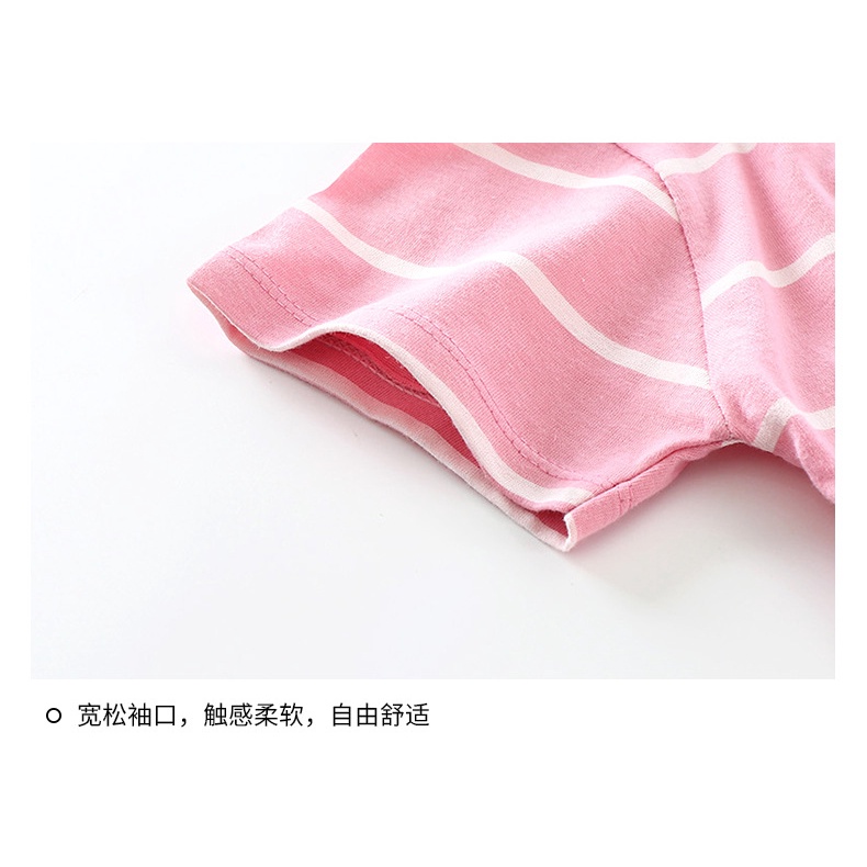 Đầm Ngủ Cotton Tay Ngắn Dáng Dài Phong Cách Hàn Quốc Xinh Xắn Cho Bé Gái 90-165cm