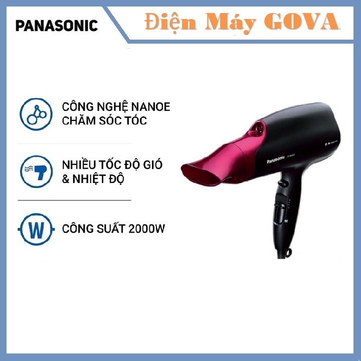 Máy sấy tóc Nanoe dưỡng ẩm, chăm sóc tóc và da đầu Panasonic EH-NA65-K645 – 3 đầu sấy dễ dàng tạo kiểu - Công suất 2000W