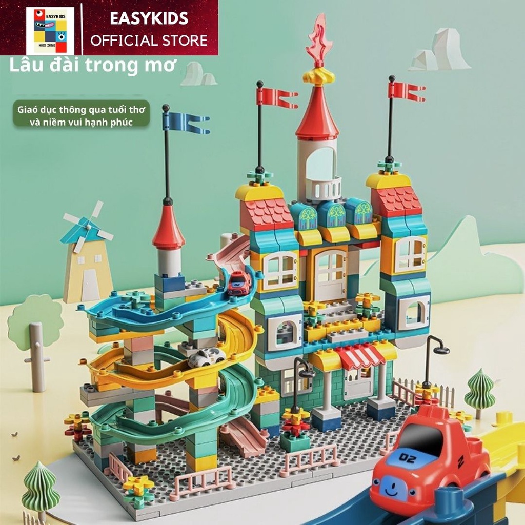 Đồ chơi lego Duplo lâu đài, biệt thự trong mơ cho bé, đồ chơi xếp hình có kèm tấm đáy EASYKIDS