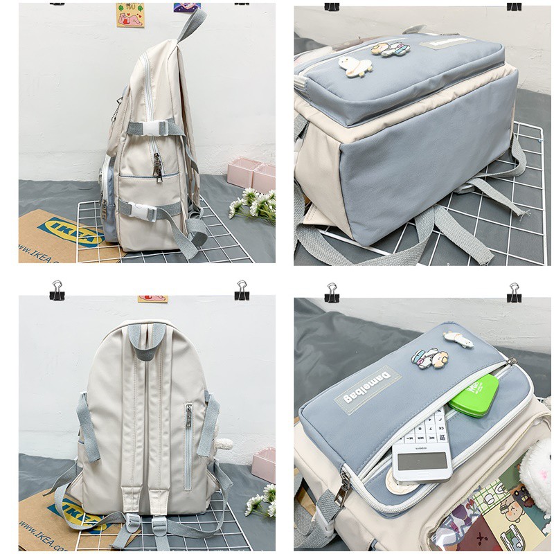 Balo ulzzang cao cấp kiểu dáng thời trang Dame Good luck ( tặng kèm sticker )