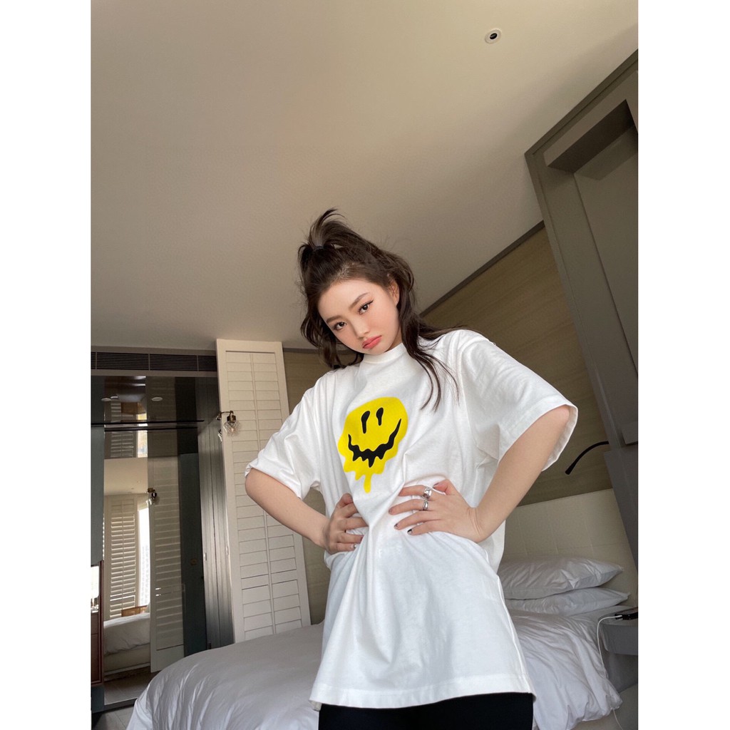 Ba-len-cia-ga Devil & Smiley Loose T-shirt Men and Women Fashion Pure Cotton Printed Short Sleeve Couple Tee