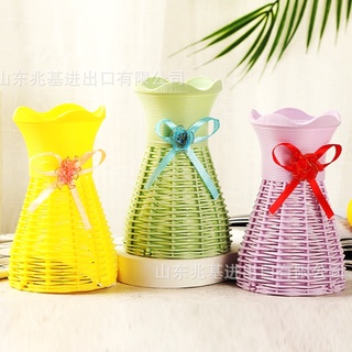 Lọ, Bình Nhựa Cắm Hoa Giả Mây, Có Nơ Cao Cấp - Lọ Nhựa Đủ Màu Sắc Thích Hợp Cắm Các Loại Hoa Lizflower