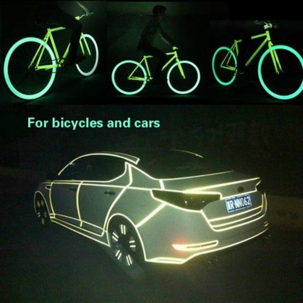 CHINK Hot Car reflective strip 5 Sizes Home Stage Decorations Luminous Tape Warning Stickers Self-adhesive Fashion Safety Sign Glow In The Dark moto safe Green Fluorescent