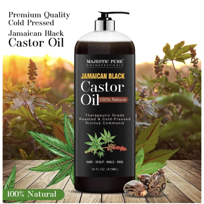 Dầu thầu dầu đen 100% tự nhiên Majestic Pure Jamaican Black Castor Oil 473ml USA