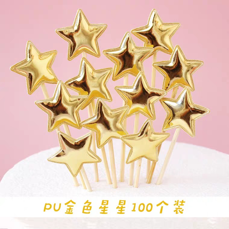 Set 5 topper ngôi sao trang trí bánh sinh nhật và bánh cupcake