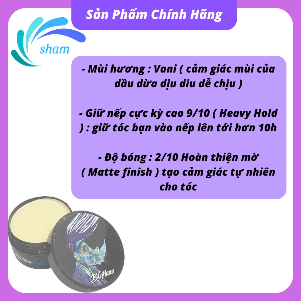 Sáp vuốt tóc tạo kiểu cao cấp bóng mượt BLUMAAN keo vuốt tóc nam nữ tê giác xanh