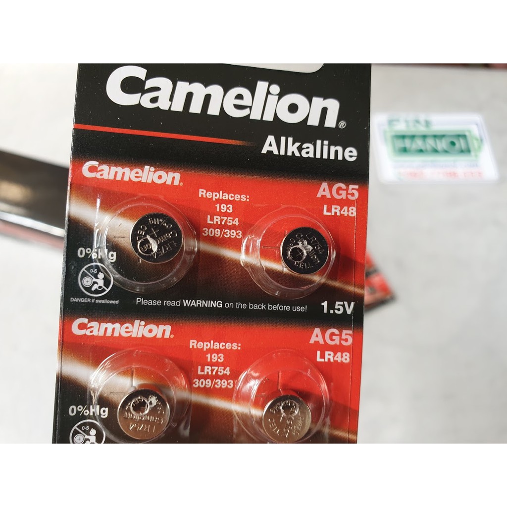 Vỉ 10 pin cúc áo Camelion Alkaline AG5 1.5V 193 LR754 309 393