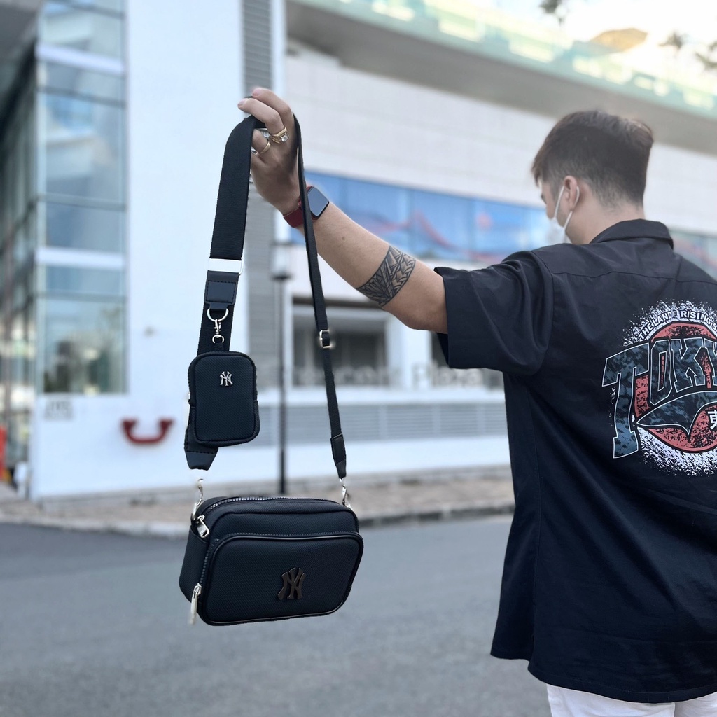 [ CHUẨN HÃNG ] Túi Đeo Chéo Nam MLB NY 1 Bag Black Full Tag Code