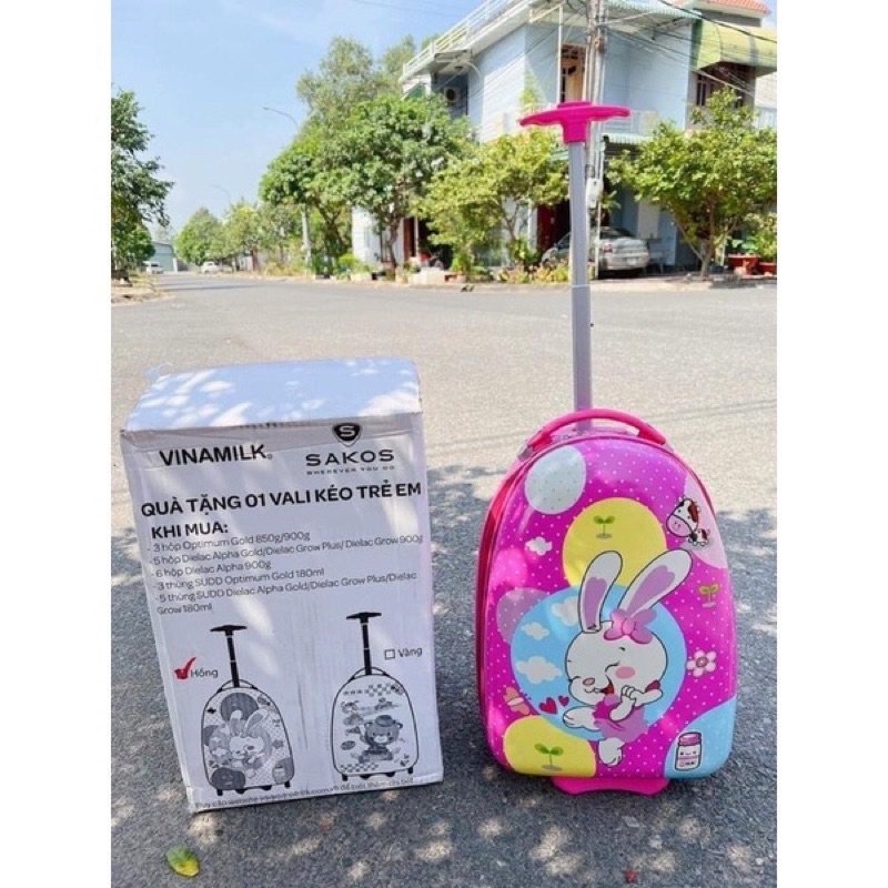 Vali Kéo Du Lịch Cho Bé Quà Tặng Từ Vinamilk, Vali Kéo 2 Mặt Ch bé Trai bé Gái, Vali Du Lịch Size 18