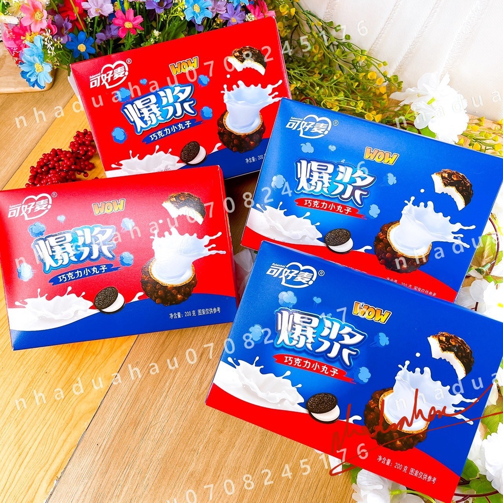 Một hộp sô cô la oreo viên nhân kem sữa phomai tan chảy WOW Hongkong hộp giấy 200g