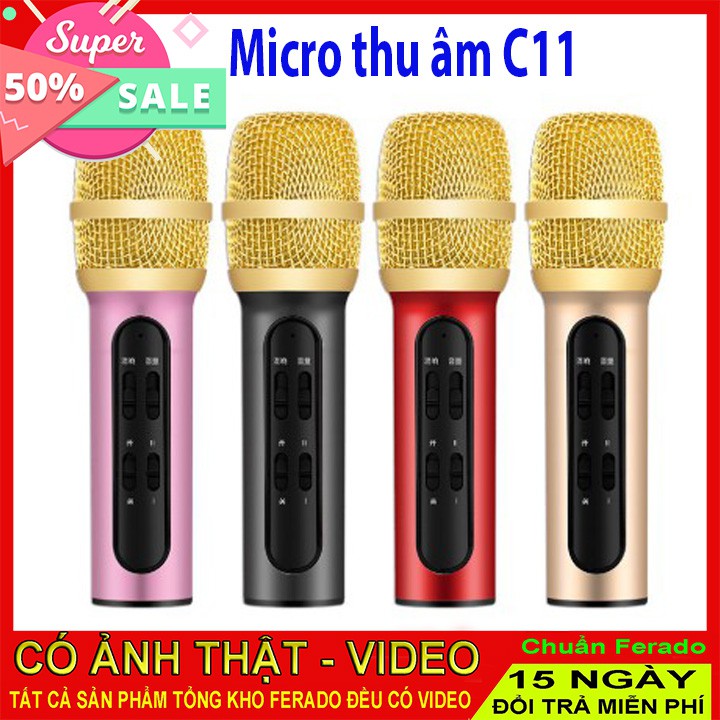 Bộ Micro C11 Live Stream, Hát Karaoke Chuyên Nghiệp Mới, Đầy Đủ Phụ Kiện Tai Nghe, Cáp Sạc, Dây Live, Dây Lấy Nhạc ...