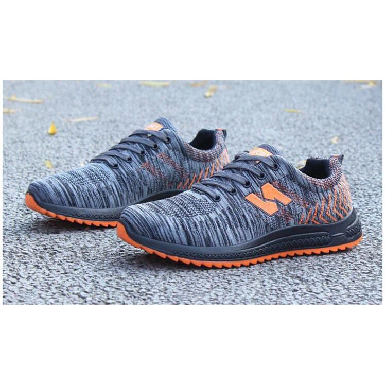 Giày Nam Sneaker Thể Thao - Giày chạy bộ, giày tập SPISO A025 Màu Ghi Cam Đế Đen