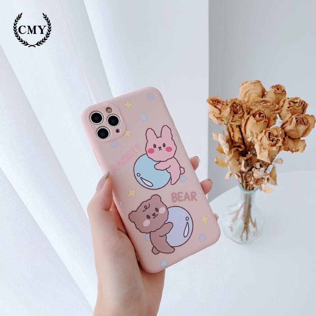 Ốp điện thoại in hình gấu và thỏ hoạt hình dễ thương cho iPhone 11/11Pro 11Pro Max X XR XS XS MAX 7 8 Plus SE | BigBuy360 - bigbuy360.vn