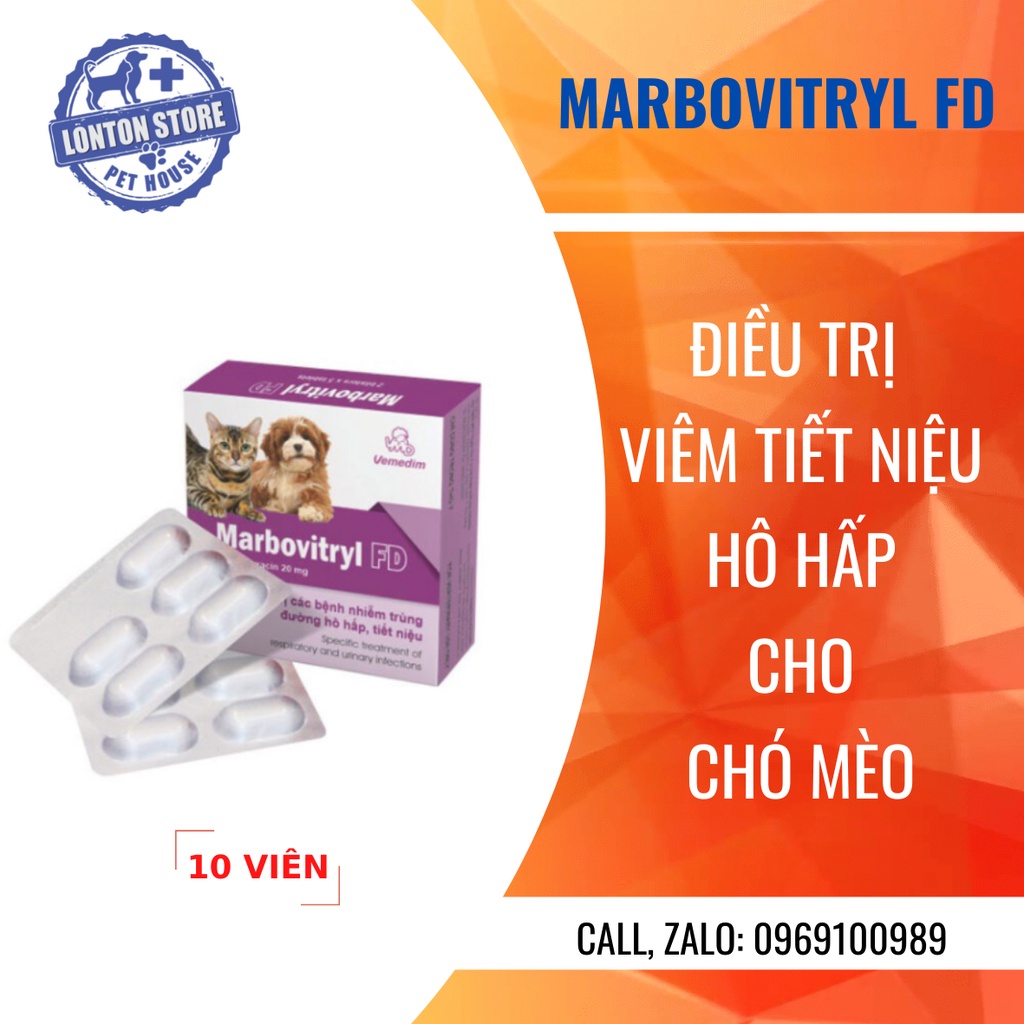 VEMEDIM Marbovitryl - Sản phẩm hổ trợ sức khỏe cho chó mèo, 10 viên - Lonton store