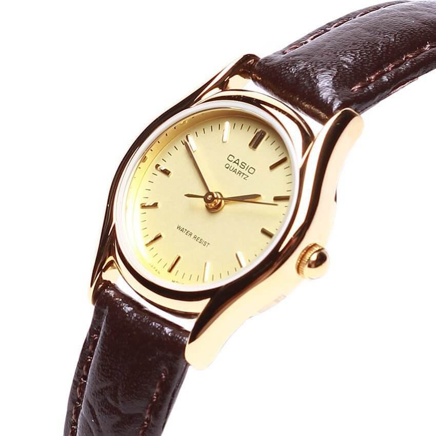 Đồng hồ nữ Casio LTP-1094Q-9ARDF chính hãng Dây da - Mặt kim vàng- chống nước 50m bả