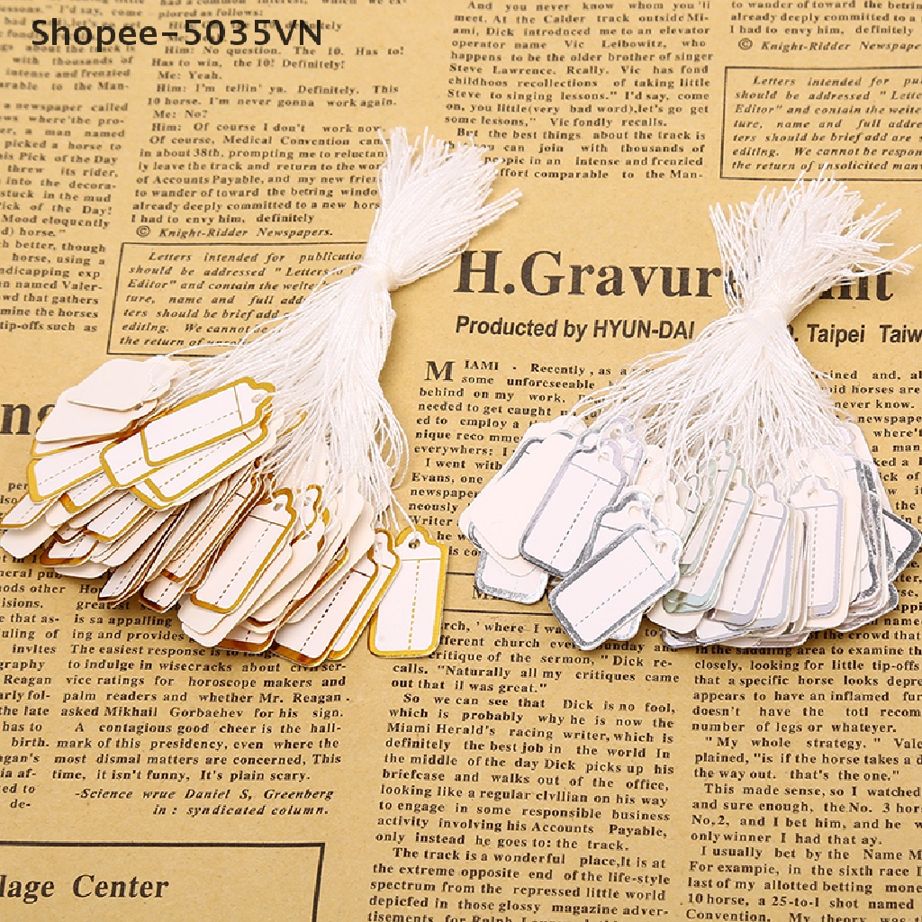 Set 200 Thẻ Giấy Hình Chữ Nhật Trơn Ghi Giá Trang Sức {akindofstar1.vn}