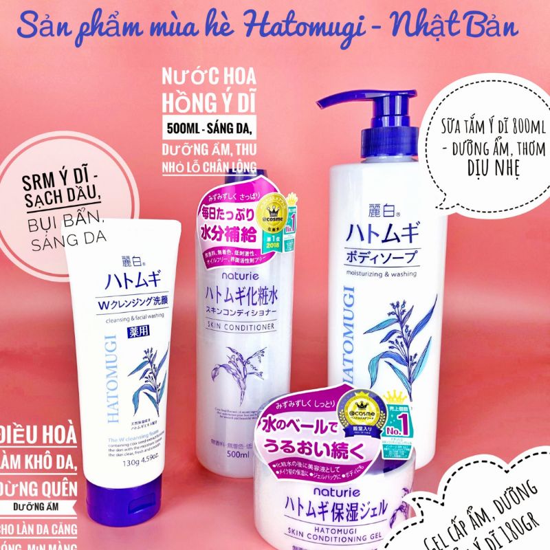 Sữa tắm trắng da Hatomugi Moisturizing Washing 800ml chiết xuất ý dĩ Nhật Bản