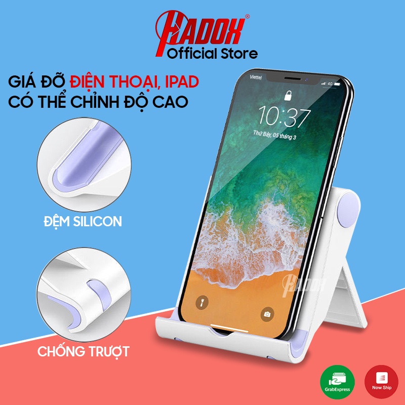 Giá đỡ điện thoại, ipad, máy tính bảng bằng nhựa có thể điều chỉnh độ cao, đế kê điện thoại để bàn