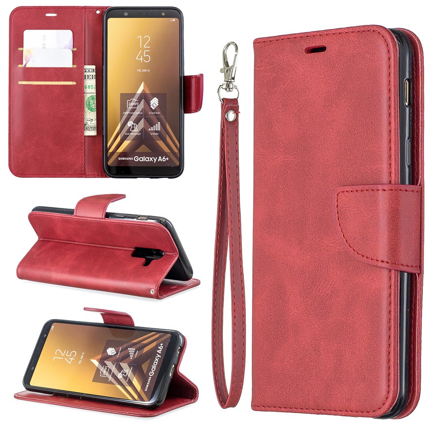 Bao da điện thoại màu trơn có ngăn để thẻ cho Samsung A6（2018）/A6 Plus（2018） | BigBuy360 - bigbuy360.vn