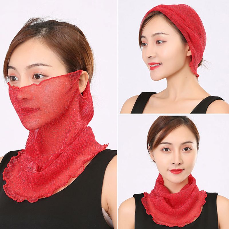 Wmmb Khăn Quàng Cổ Kiêm Khăn Quàng Cổ Vải Lưới Lấp Lánh Đa Năng Chống Nắng Bảo Vệ Mặt Trời Cho Nữ Agaric Ru