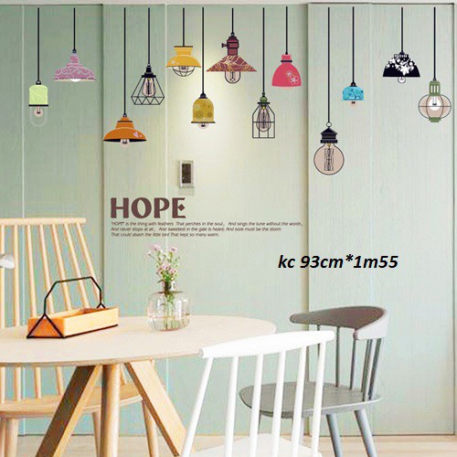 decal dán tường dây đèn hope
