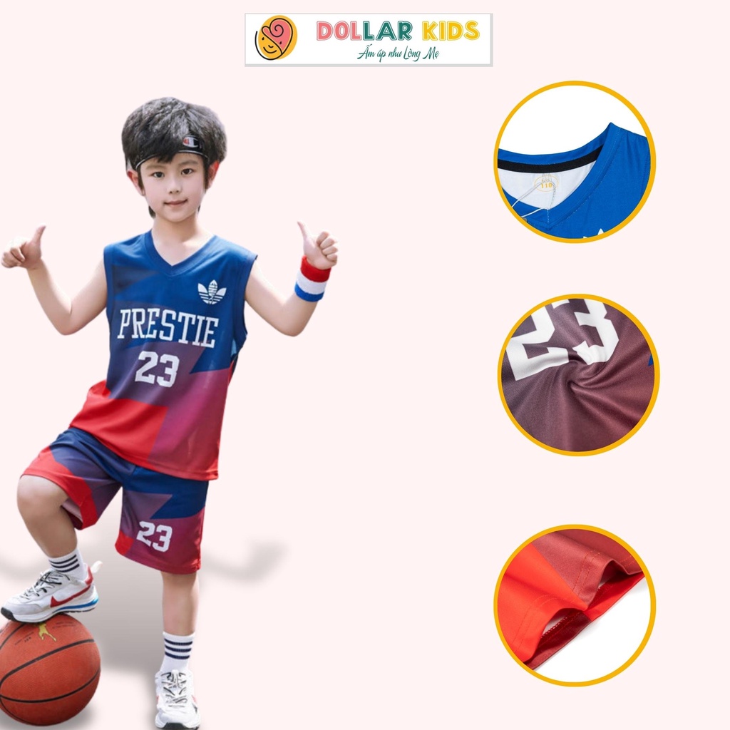 Đồ Bộ Ba Lỗ Dollarkids Cho Bé Trai Từ 10kg Đến 46kg Vai Thun Co Giãn Thoáng Mát